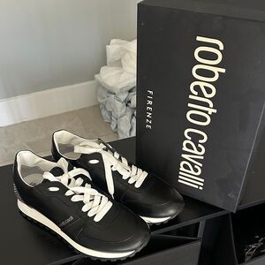 Roberto Cavalli Black and White Men's Sneakers